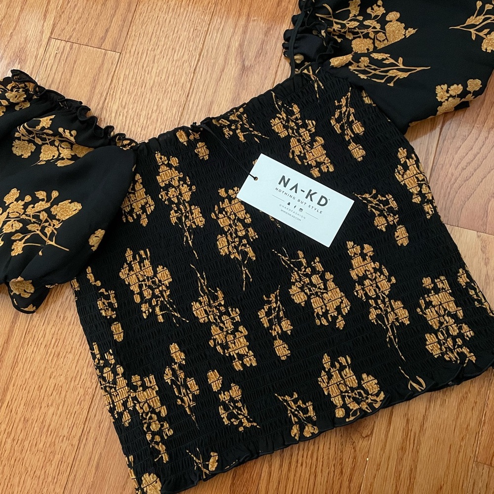 ASOS floral puff sleeve blouse
